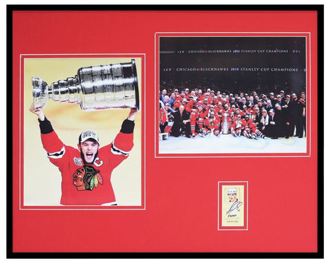 Jonathan Toews Signed Framed 16x20 Photo Display Blackhawks Stanley Cup