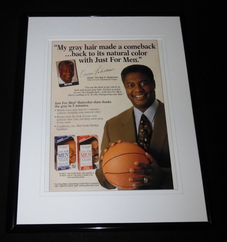 Oscar Robertson Facsimile Signed Framed 1988 Just For Men Advertising Display