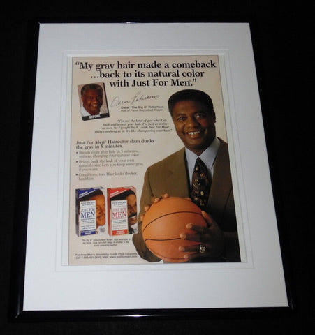 Oscar Robertson Facsimile Signed Framed 1988 Just For Men Advertising Display