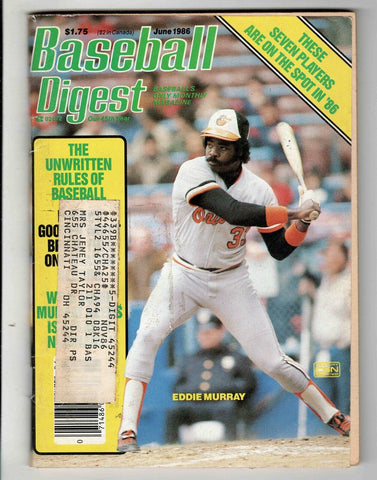 June 1986 Baseball Digest Magazine Eddie Murray Orioles