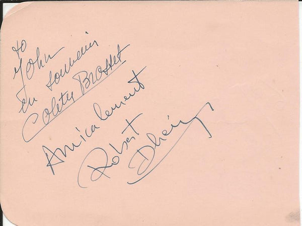 Colette Brosset Robert Dhery & Brian Donlevy Triple Signed Album Page