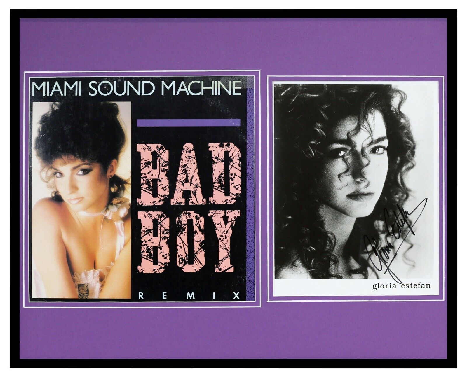 Gloria Estefan Signed Framed 1986 Bad Boy Miami Sound Machine Album Display