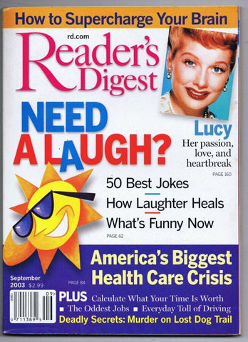 ORIGINAL Vintage September 2003 Reader's Digest No Label Lucille Ball