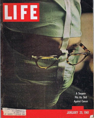 ORIGINAL Vintage Life Magazine January 20 1961 Surgeon vs Cancer