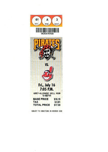 July 16 1999 Cleveland Indians @ Pittsburgh Pirates Ticket Manny Ramirez Thome 