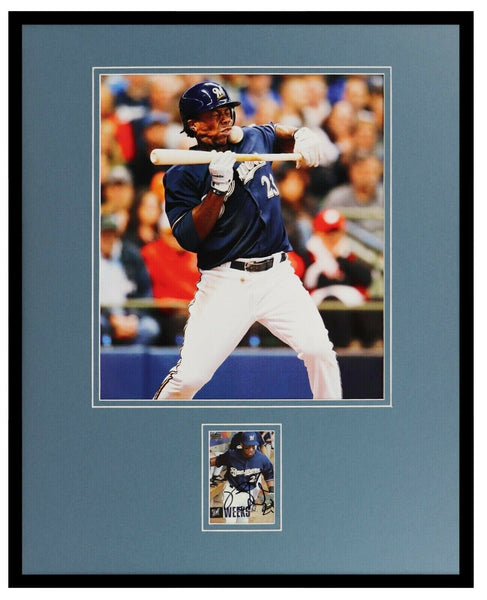 Rickie Weeks Signed Framed 16x20 Beanball Photo Display Brewers