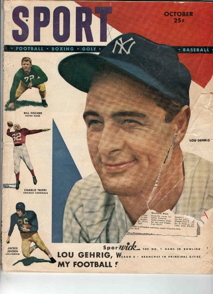 Oct 1948 Sport Magazine Lou Gehrig Charlie Trippi Bill Fischer