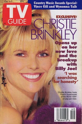 ORIGINAL Vintage Oct 1 1994 TV Guide No Label Christie Brinkley 1st Cover