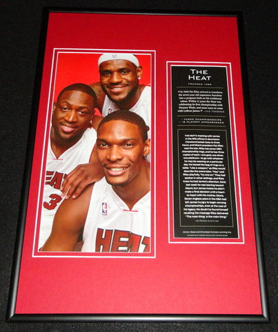 Lebron James Dwyane Wade Chris Bosh Miami Heat Framed 12x18 Photo Display