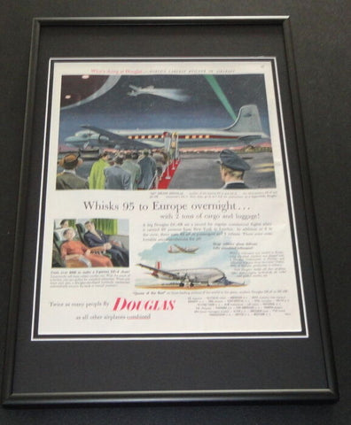 1953 Douglas Airplanes ORIGINAL Framed 12x18 Vintage Advertisement Display