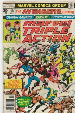 Marvel Triple Action #36 VINTAGE 1976 Reprints Avengers 44 Red Guardian