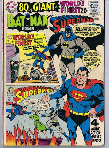 World's Finest #179 Batman Superman ORIGINAL Vintage 1968 DC Comics 80 Pa