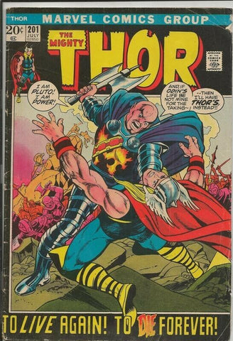 Thor #201 ORIGINAL Vintage 1972 Marvel Comics 1st Blackworld Origin Ego Prime