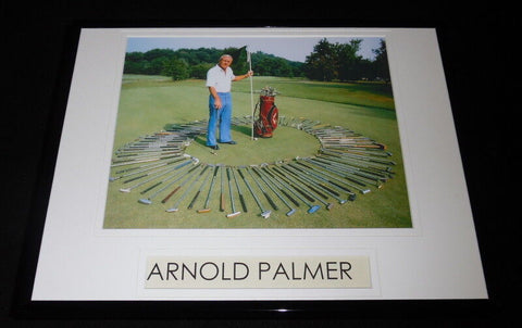 Arnold Palmer Surrounded by Golf Clubs Framed 11x14 Photo Display 