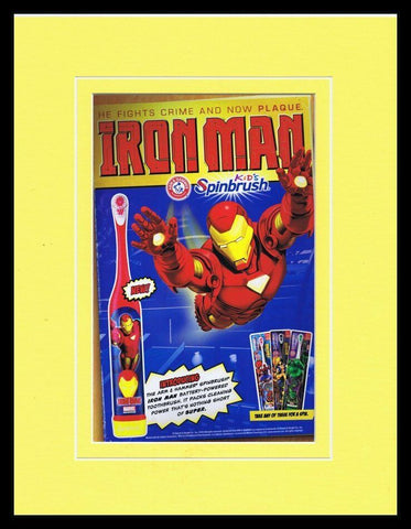 2010 Iron Man Kid's Spinbrush Framed 11x14 ORIGINAL Vintage Advertisement 