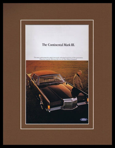 1968 Ford Continental Mark III Framed 11x14 ORIGINAL Vintage Advertisement 