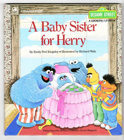 VINTAGE 1984 Sesame Street A Baby Sister for Herry Hardcover Book