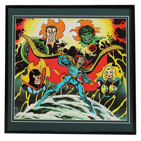 VINTAGE 1975 Marvel Dr Strange Sub Mariner Hulk Framed 12x12 Poster Display