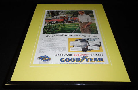 1956 Goodyear Blowout Shields Framed 11x14 ORIGINAL Vintage Advertisement 