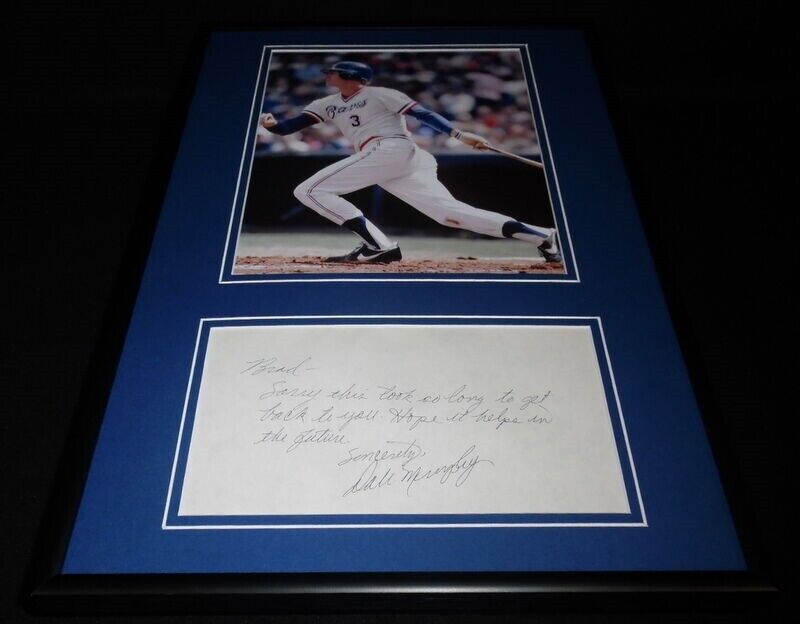 Dale Murphy Signed Framed Handwritten Letter & Photo Display Braves