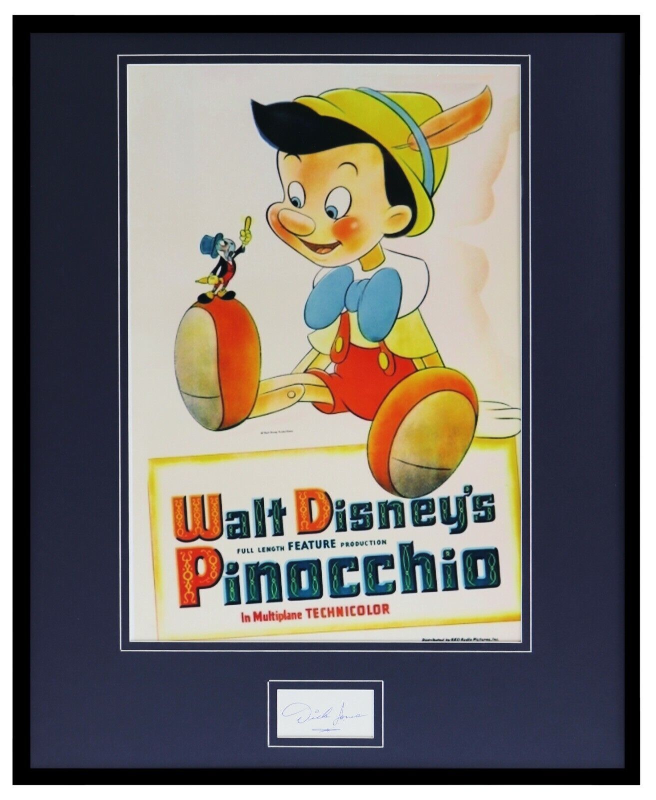 Dickie Jones Signed Framed 16x20 Pinocchio Poster Display