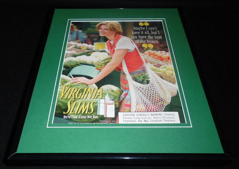 1993 Virginia Slims Cigarettes Woman Shopping Framed 11x14 ORIGINAL Advertisemen