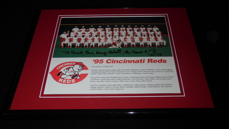 Marge Schott Signed Framed 1995 Cincinnati Reds 11x14 Team Photo Display  