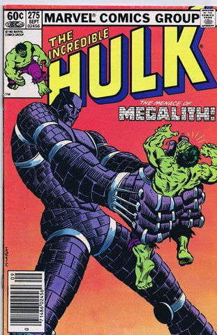 Incredible Hulk #275 ORIGINAL Vintage 1982 Marvel Comics Megalith Newsstand