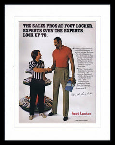 Wilt Chamberlain 11x14 Facsimile Signed Framed Foot Locker Advertising Display