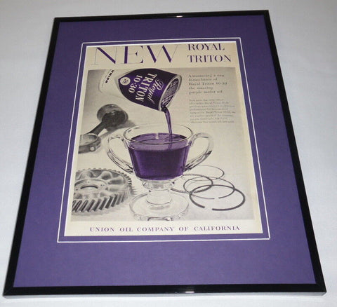 1957 Union Oil Purple Royal Triton Framed 11x14 ORIGINAL Vintage Advertisement