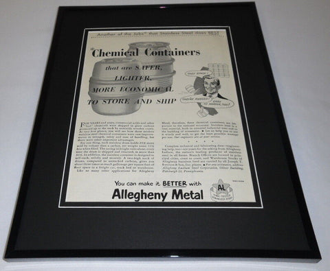 1951 Allegheny Metal Framed 11x14 ORIGINAL Vintage Advertisement