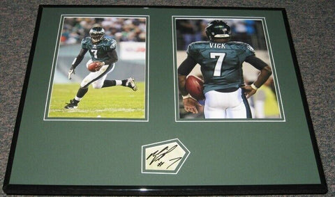 Michael Vick Signed Framed 16x20 Photo Display SCA Signing Eagles