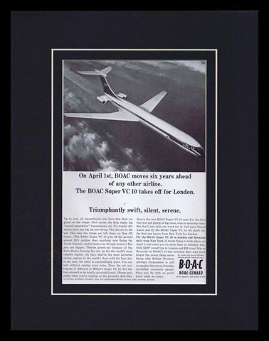 1967 BOAC British Overseas Airways Framed 11x14 ORIGINAL Vintage Advertisement