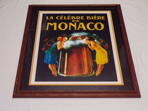 La Celebre Biere De Monaco Beer HUGE 25x33" Framed Poster Art 