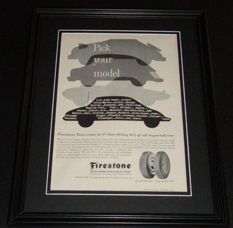 1959 Firestone Tires 11x14 Framed ORIGINAL Vintage Advertisement