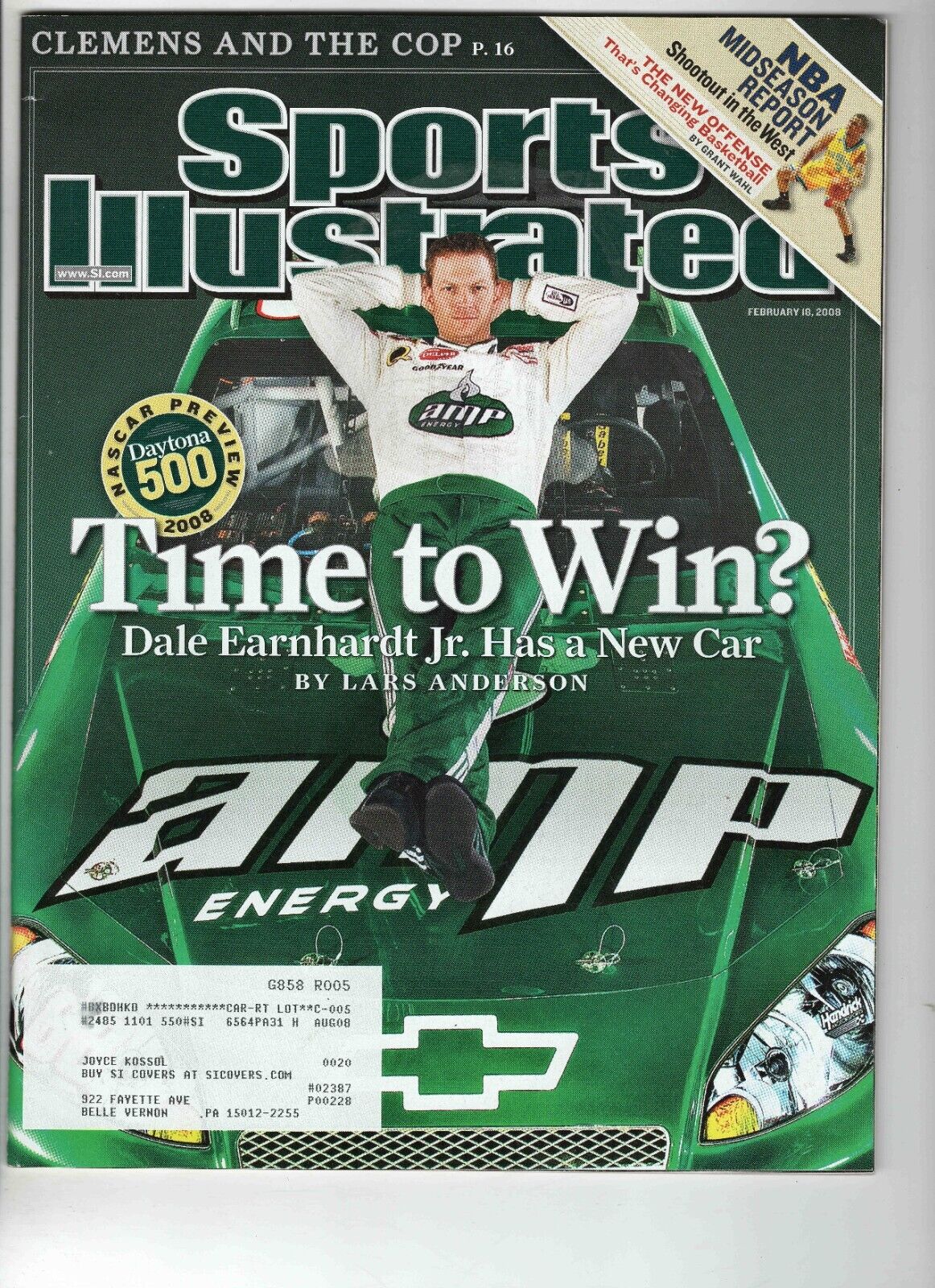 Feb 18 2008 Sports Illustrated Magazine Dale Earnhardt Jr