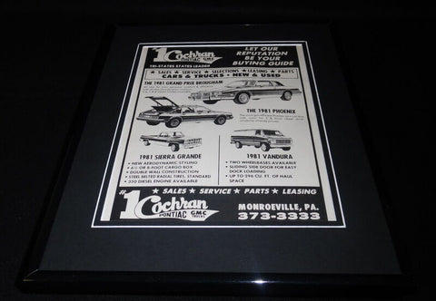 1981 #1 Cochran Pittsburgh Pontiac Framed 11x14 ORIGINAL Vintage Advertisement