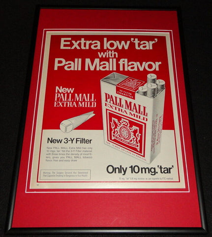 1972 Pall Mall Extra Mild Cigarettes Framed 12x18 ORIGINAL Advertisement