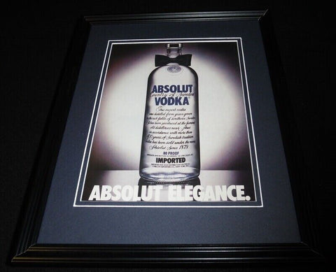 1987 Absolut Elegance Vodka Framed 11x14 ORIGINAL Advertisement