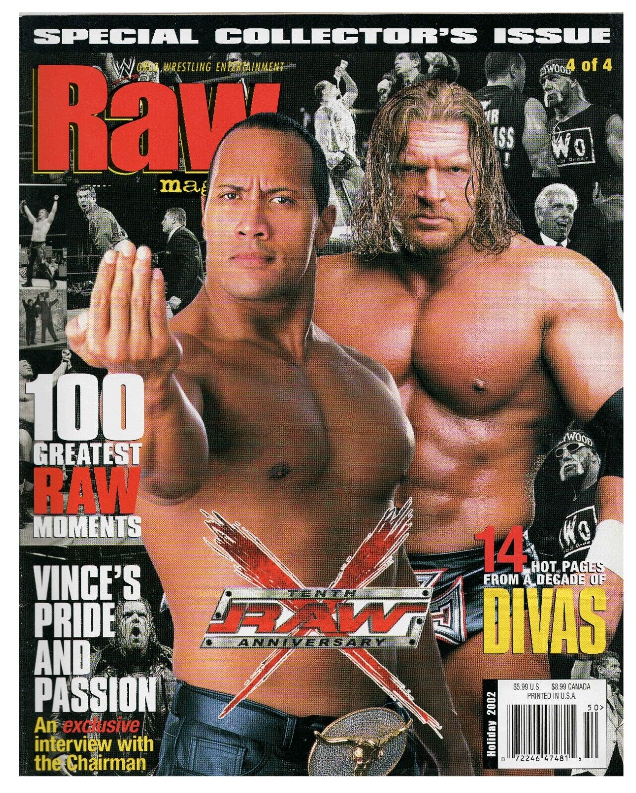 VINTAGE Holiday 2002 WWE Raw Magazine The Rock Triple HHH