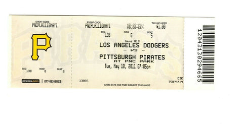 May 10 2011 LA Dodgers @ Pittsburgh Pirates Ticket Andrew McCutchen 2 HR