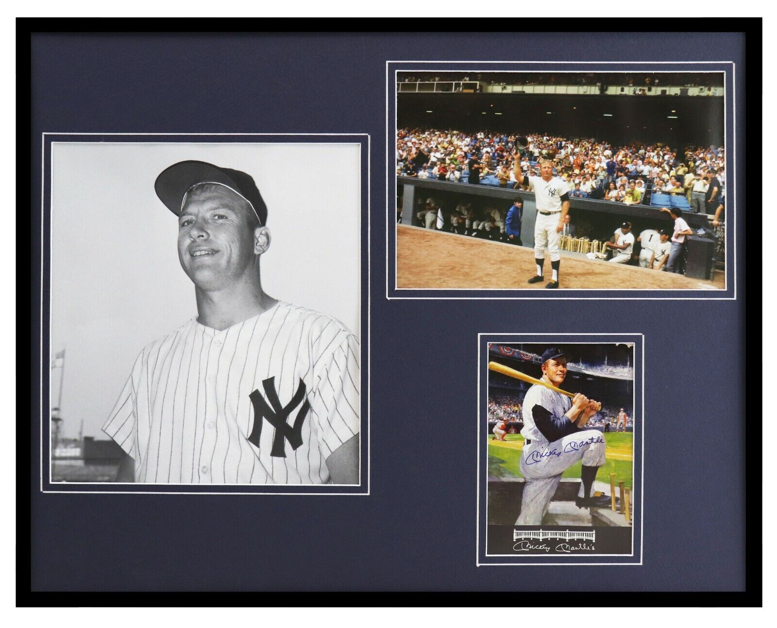 Mickey Mantle Facsimile Signed Framed 16x20 NY Yankees Photo Display