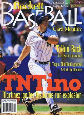 ORIGINAL Vintage Oct 1997 Beckett Baseball Magazine Tino Martinez Yankees