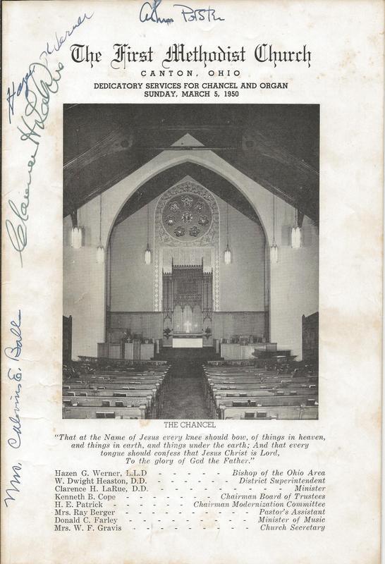 Bishop Hazen Werner + 3 Signed 1950 Mehodist Church Service Program JSA