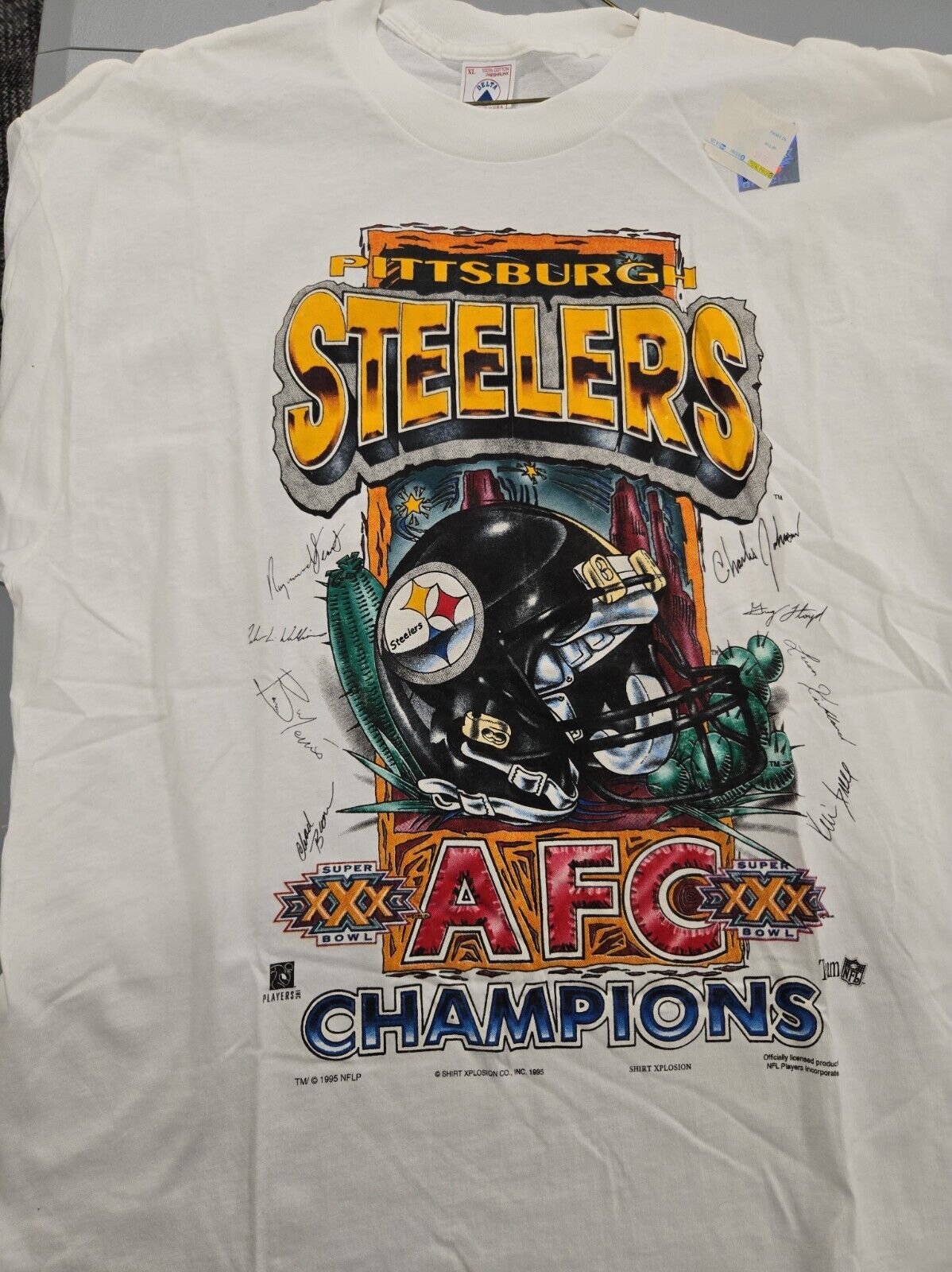 VINTAGE Deadstock Delta 1995 Pittsburgh Steelers AFC Champs T-Shirt XL NWT