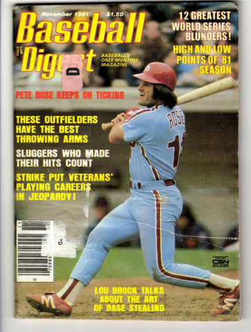 VINTAGE Nov 1981 Baseball Digest Magazine Pete Rose Phillies