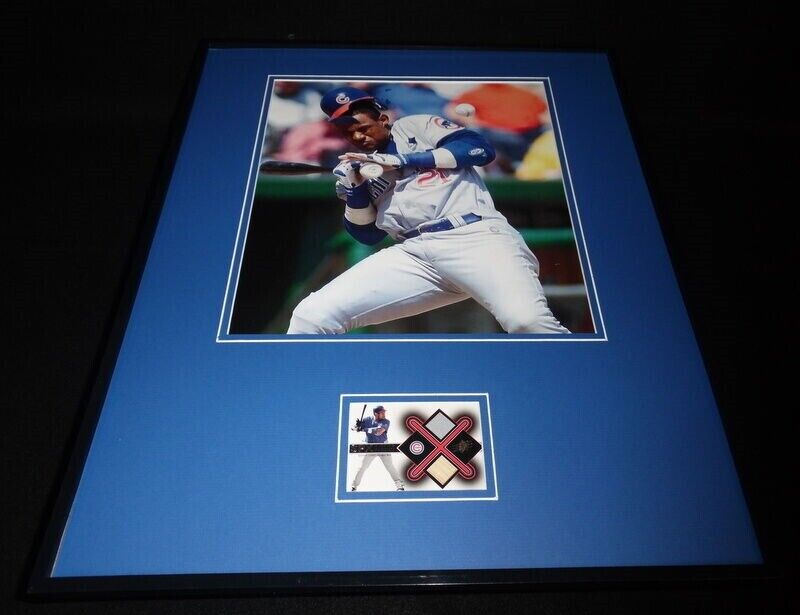 Sammy Sosa 16x20 Framed Game Used Bat, Jersey & Photo Display Cubs UDA