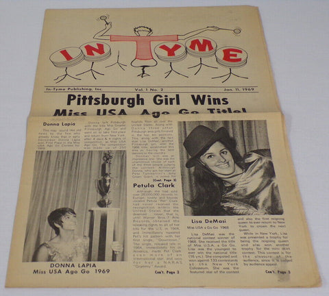 ORIGINAL Vintage 1969 WIXZ Pittsburgh In Tyme Magazine Petula Clark 