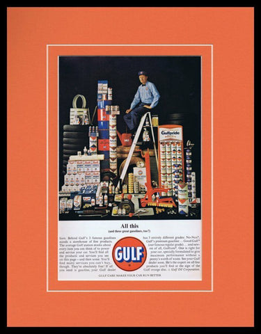 1963 Gulf Oil Gas Framed 11x14 ORIGINAL Vintage Advertisement