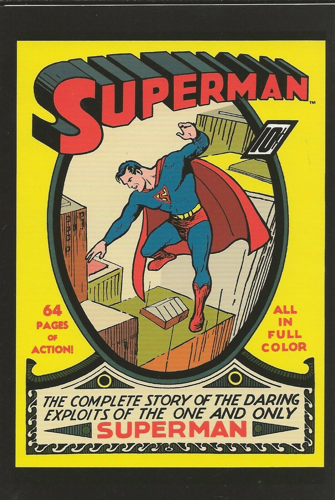 Superman #1 (1939) 4x5" Cover Postcard 2010 DC Comics Joe Shuster